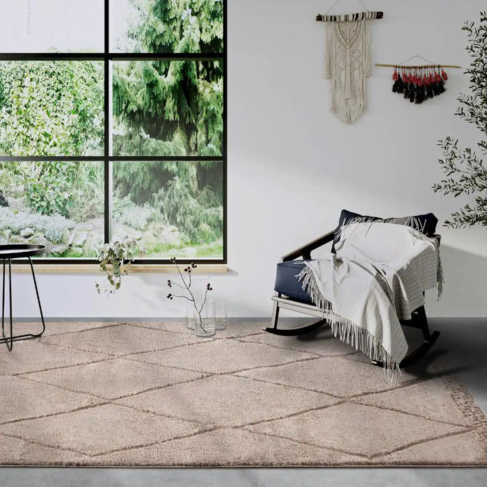 Elle Decoration elle gallery 106081 beige Beige Living Room Geometric Rug.