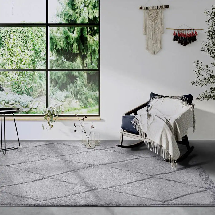 Elle Decoration elle gallery 106082 light grey Grey Living Room Geometric Rug.