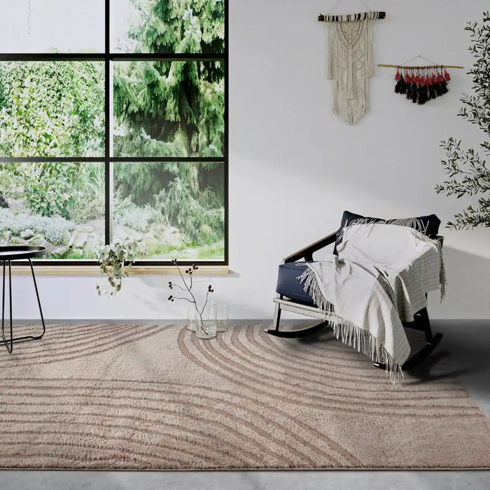 Elle Decoration elle gallery 106084 beige Beige Living Room Geometric Rug.