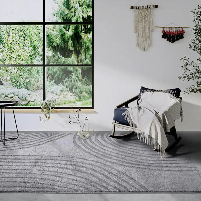 Elle Decoration elle gallery 106085 light grey Grey Living Room Geometric Rug.
