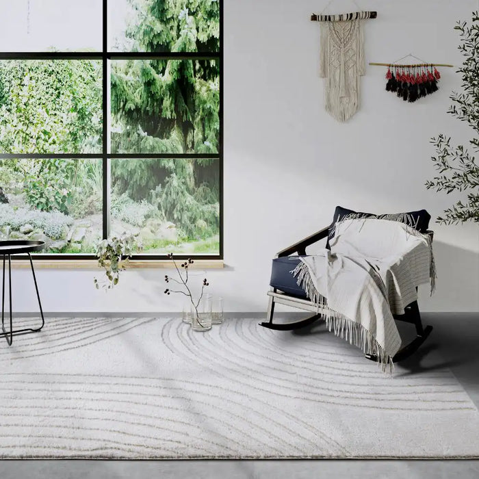 Elle Decoration elle gallery 106086 cream white Ivory Living Room Geometric Rug.