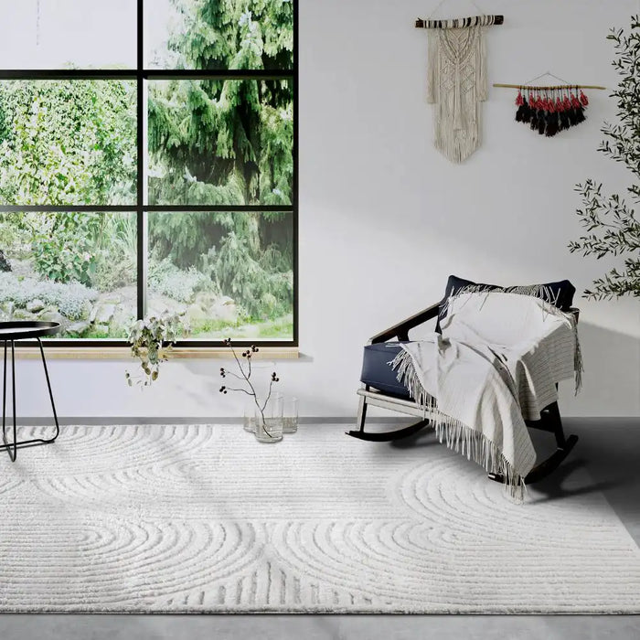 Elle Decoration elle gallery 106092 cream white Ivory Living Room Geometric Rug.