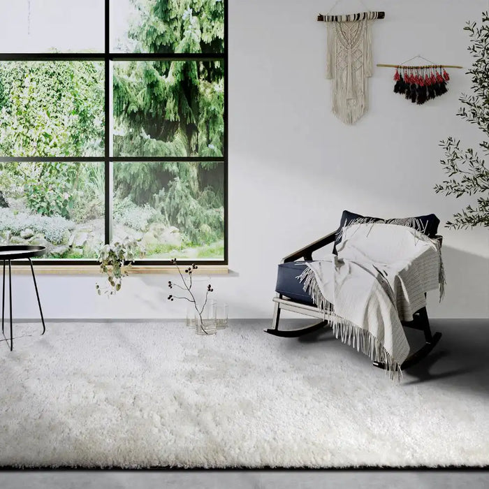 Hanse Home myk 106112 ivory white Ivory Living Room Shaggy Rug.