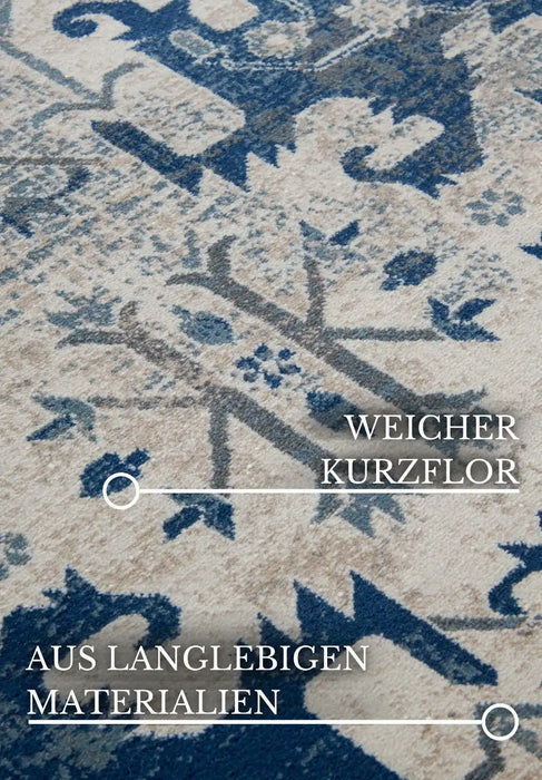 Villeroy and Boch kollektion 1869 106121 cream blue Blue, Cream Living Room  Rug.