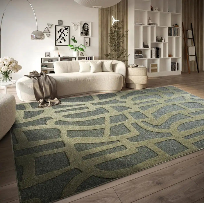 Villeroy and Boch 1879 106141 jungle green Green Living Room Geometric Rug.