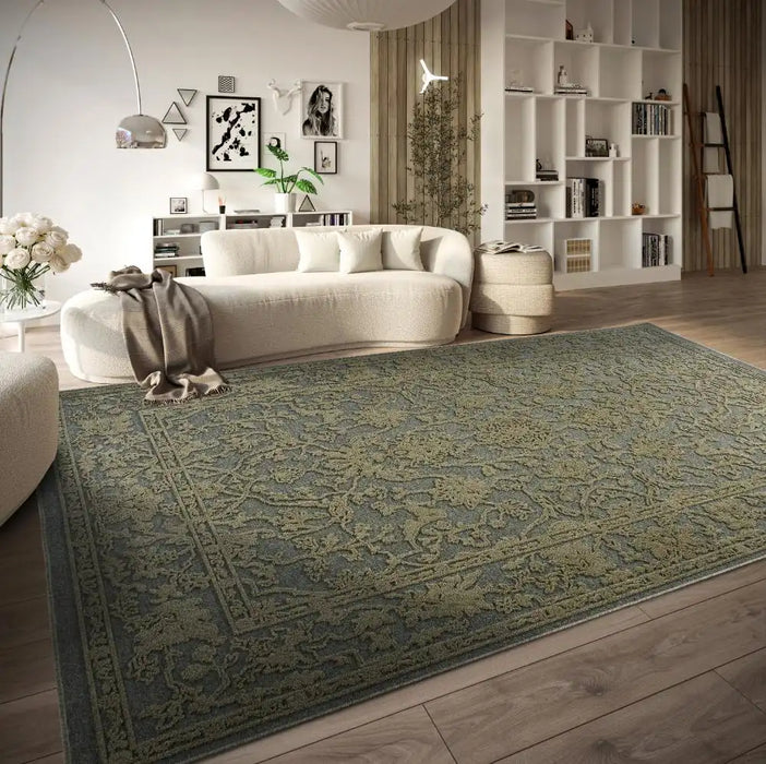 Villeroy and Boch 1879 106148 jungle green Green Living Room Geometric Rug.