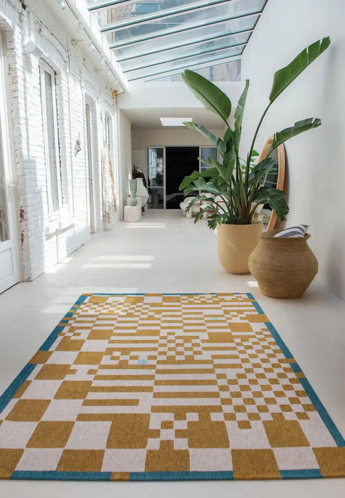 Louis de Poortere chess 109338 honey Yellow, Multicoloured Living Room Rug.