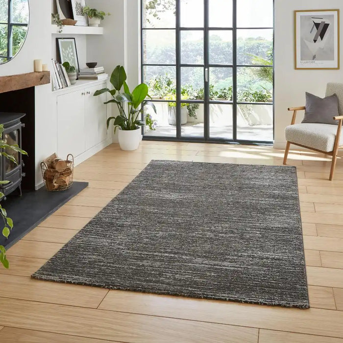 Think Rugs flores by think 1930 charcoal Grey Living Room Shaggy Rug.