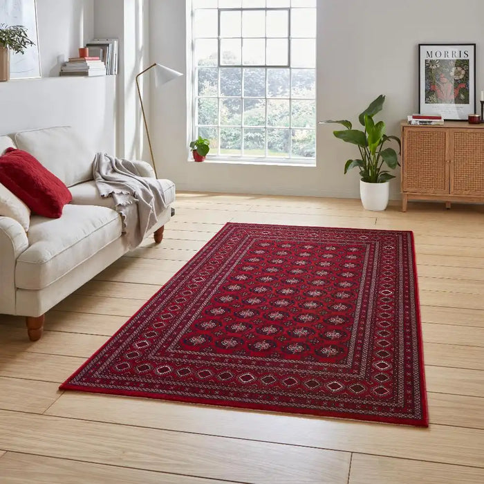 Think Rugs dubai 62098 red Red Living Room Rug.