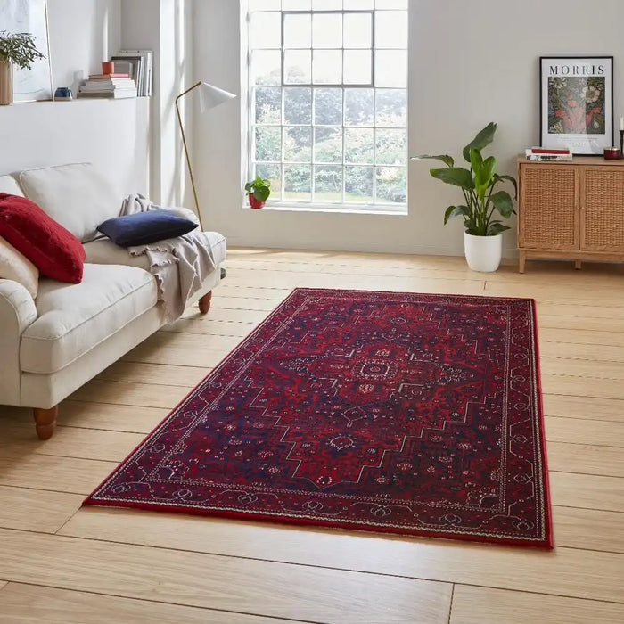 Think Rugs dubai 62101 red Red Living Room Rug.
