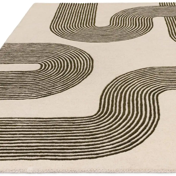 Asiatic matrix asiatic 86 arches forest Green, Ivory Living Room Wool Rug.