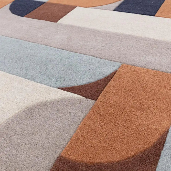Asiatic matrix asiatic 88 klotski terracotta Multicoloured, Orange Living Room Wool Rug.