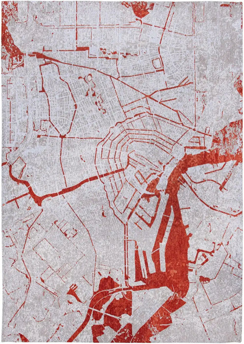 Louis de Poortere cities 9323 amsterdam orange cut Grey, Orange Living Room  Rug.