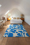 Louis de Poortere papercut 9358 papercut campanula Blue, Ivory Living Room Geometric Rug.