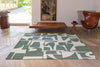 Louis de Poortere papercut 9361 papercut sea spray Green, Ivory Living Room Geometric Rug.