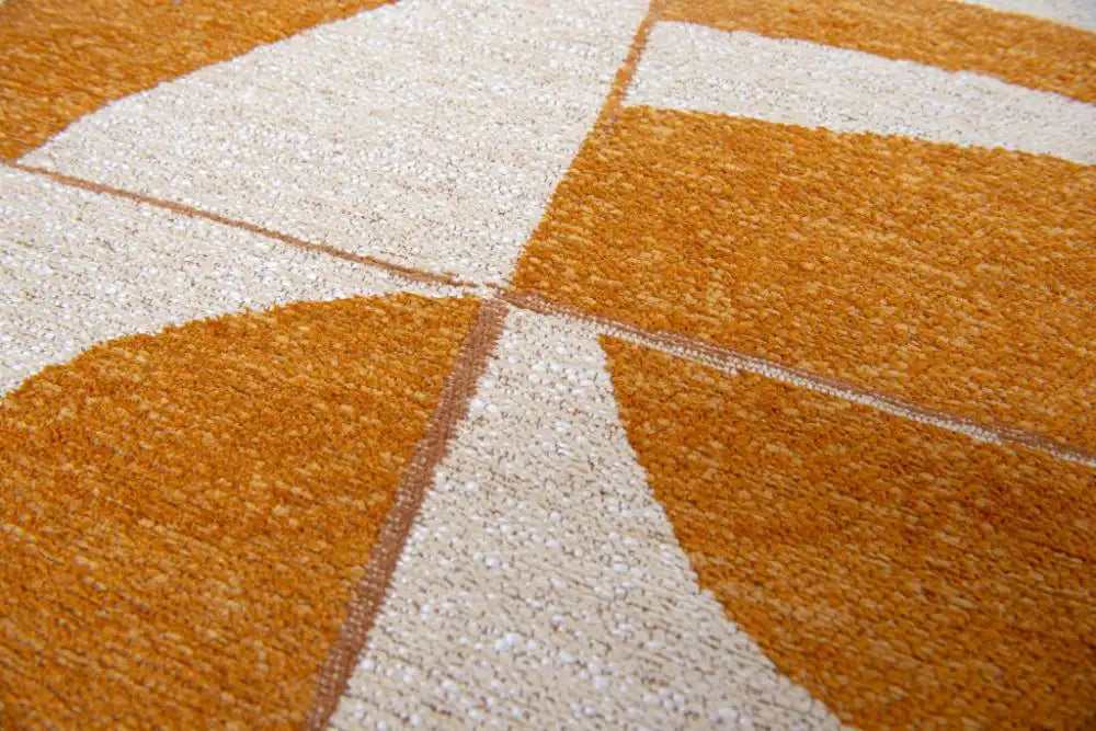 Louis de Poortere papercut 9367 papercut curry Yellow, Ivory Living Room Geometric Rug.