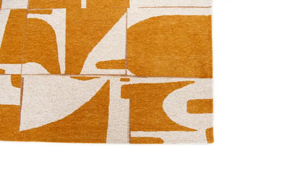 Louis de Poortere papercut 9367 papercut curry Yellow, Ivory Living Room Geometric Rug.