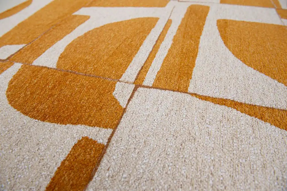 Louis de Poortere papercut 9367 papercut curry Yellow, Ivory Living Room Geometric Rug.