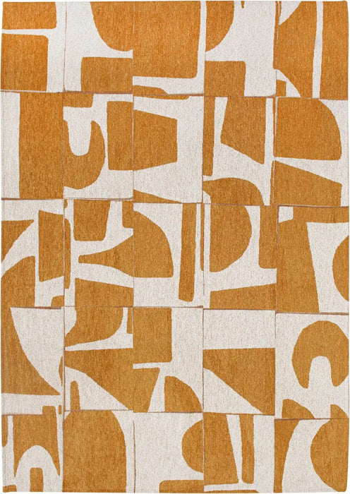 Louis de Poortere papercut 9367 papercut curry Yellow, Ivory Living Room Geometric Rug.