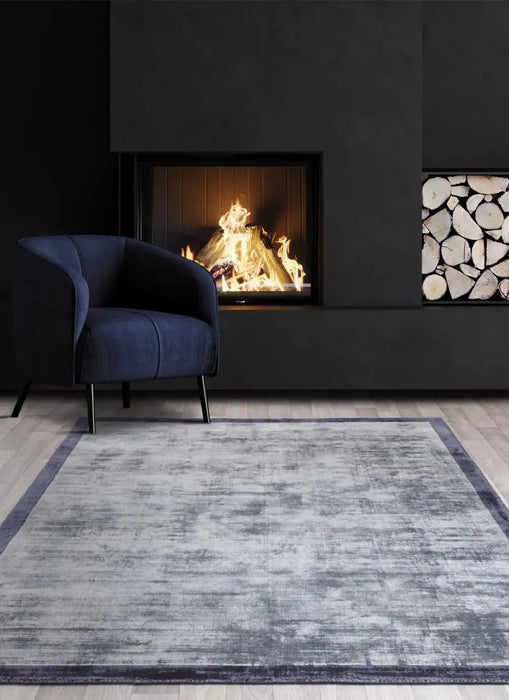 Asiatic blade border airforce navy 06 Blue, Navy Living Room Rug.
