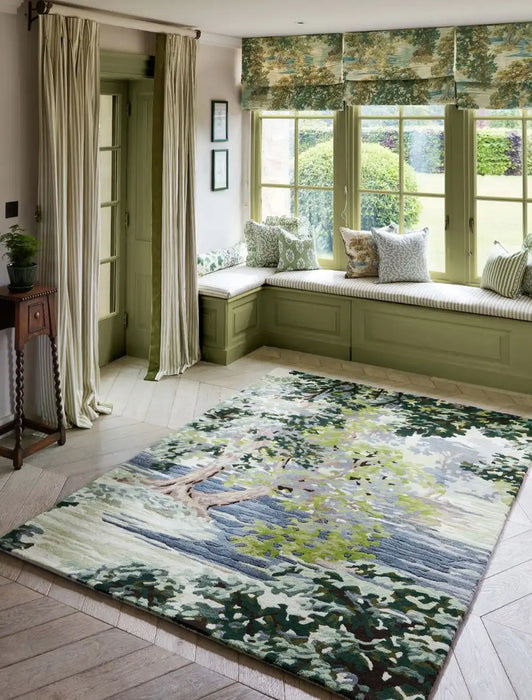 Sanderson sanderson ancient canopy forest green 146708 Green Living Room Wool Rug.