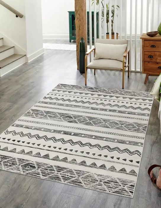 Likewise Matting toyko aztec Grey Living Room Geometric Rug.