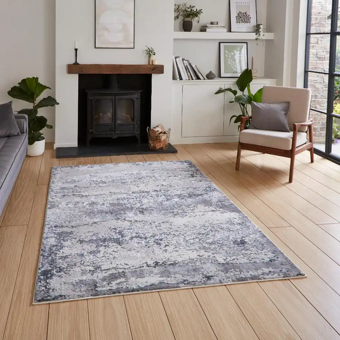 Think Rugs artemis b9289a grey Grey Living Room Geometric Rug.