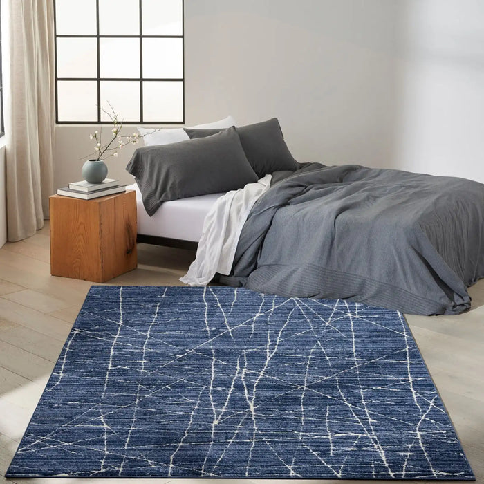 Calvin Klein ck023 balance bln02 blue ivory Blue Living Room Geometric Rug.
