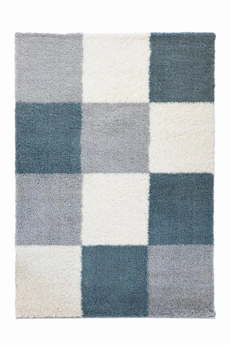 Homemaker snug melrose blocks duck egg Blue Living Room Geometric Rug.