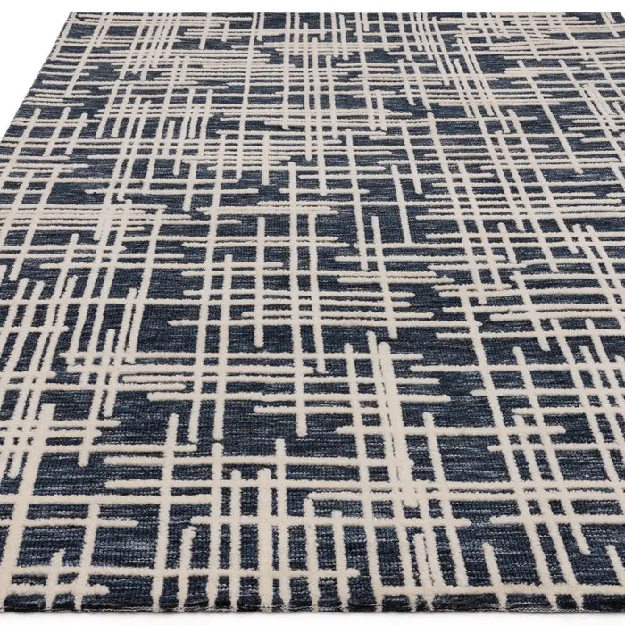 Asiatic mason blueprint Blue Living Room Geometric Rug.