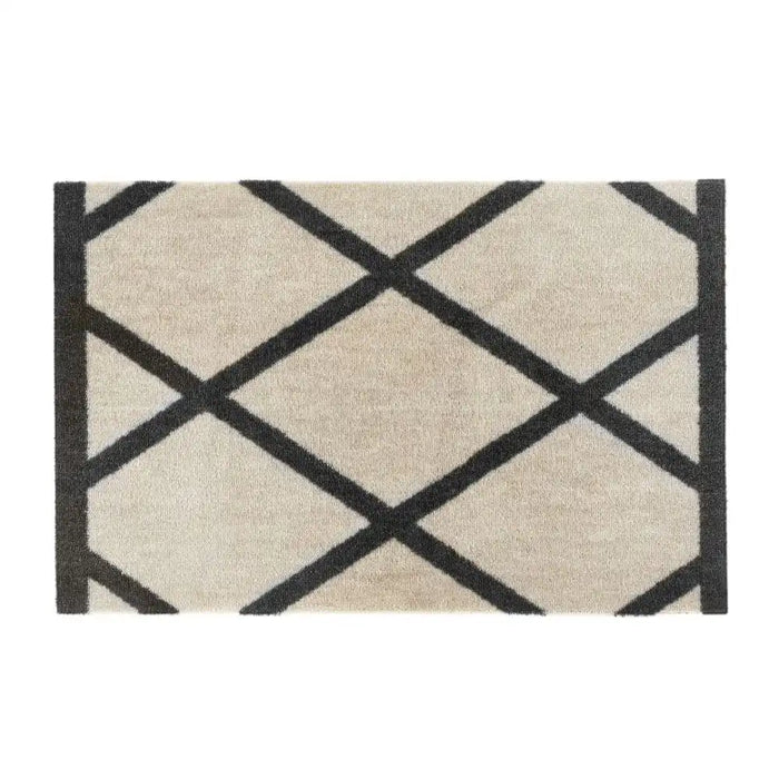 My Mats nylon indoor border geo Grey, Ivory Kitchen Washable Rug.