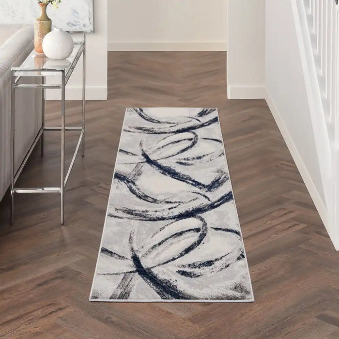 Nourison brushstrokes bsk02 grey navy Blue, Grey, Navy Living Room  Rug.
