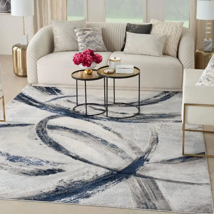 Nourison brushstrokes bsk02 grey navy Blue, Grey, Navy Living Room  Rug.