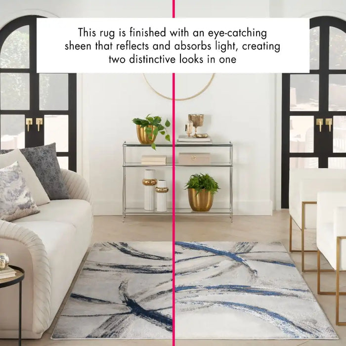 Nourison brushstrokes bsk02 grey navy Blue, Grey, Navy Living Room  Rug.