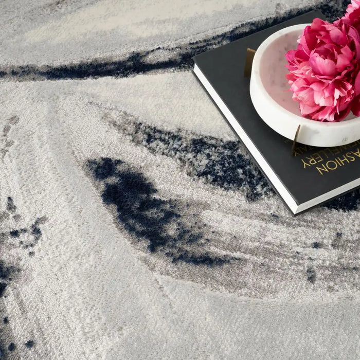 Nourison brushstrokes bsk02 grey navy Blue, Grey, Navy Living Room  Rug.