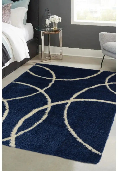 Homemaker snug melrose bubbles navy Blue, Navy Living Room Geometric Rug.