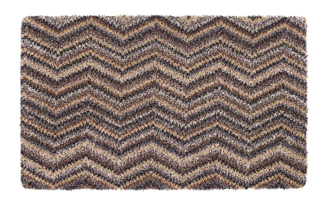 My Mats my mat cotton candy linen zig zag Brown, Multicoloured Outdoor Washable Rug.
