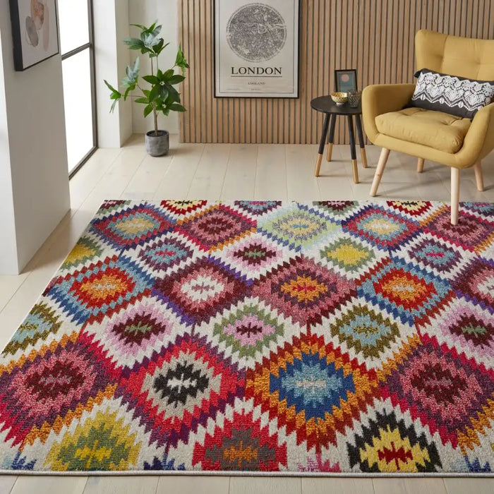 Concept Looms carnaval car106 Multicoloured Living Room Geometric Rug.