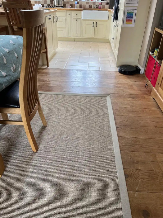 Sisal Rugs boucle sisal celeriac and sandstone border Beige Kitchen  Natural Fibre Rug.