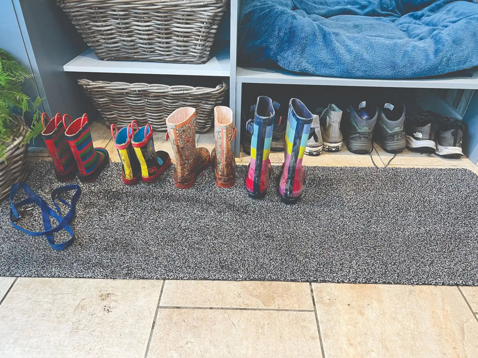 My Mats my mat cotton charcoal Grey Outdoor Washable Rug.