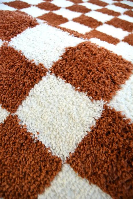 Homemaker snug melrose checks terracotta Orange Living Room Geometric Rug.