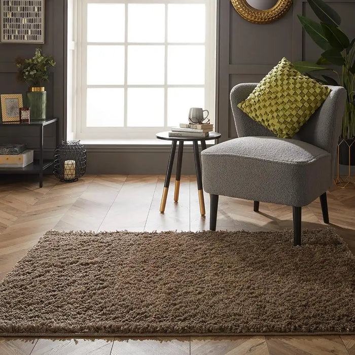 Esselle larissa shaggy washable chocolate Brown Living Room Shaggy Rug.