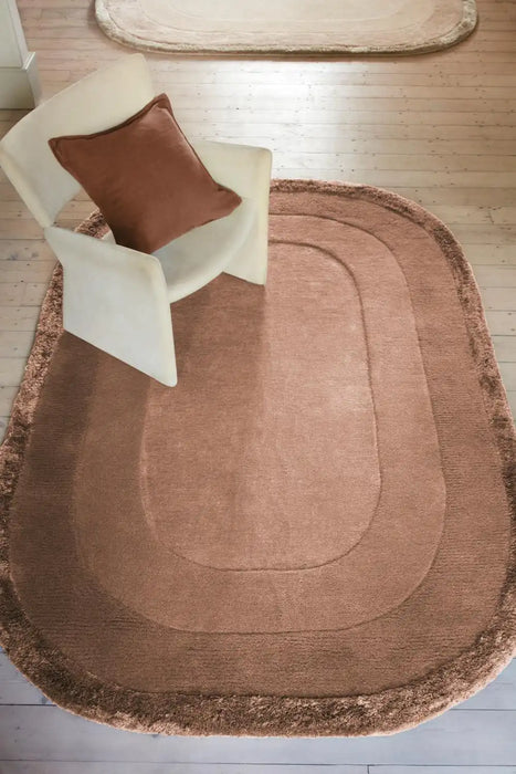 Asiatic halo clay Brown, Orange Living Room Wool Rug.