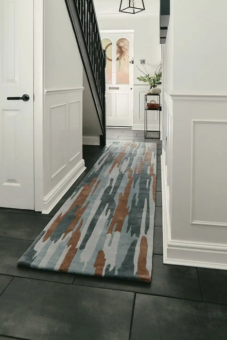 Woven Edge woven edge runners coast c3 green brown Brown, Green Living Room Wool Rug.