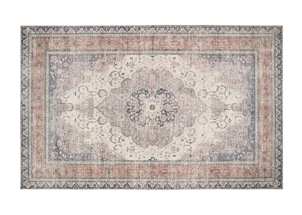 Origins washable soho croft Blue, Multicoloured Living Room Geometric Rug.