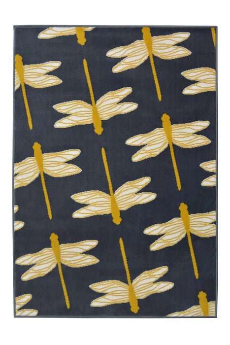 Homemaker maestro dragonfly charcoal Grey Living Room  Rug.