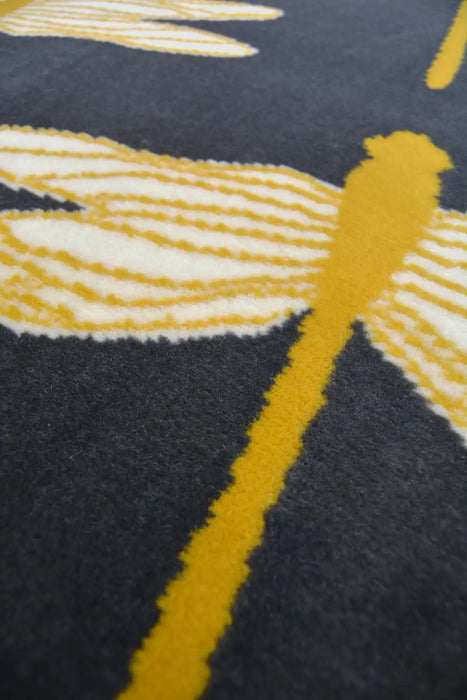 Homemaker maestro dragonfly charcoal Grey Living Room  Rug.