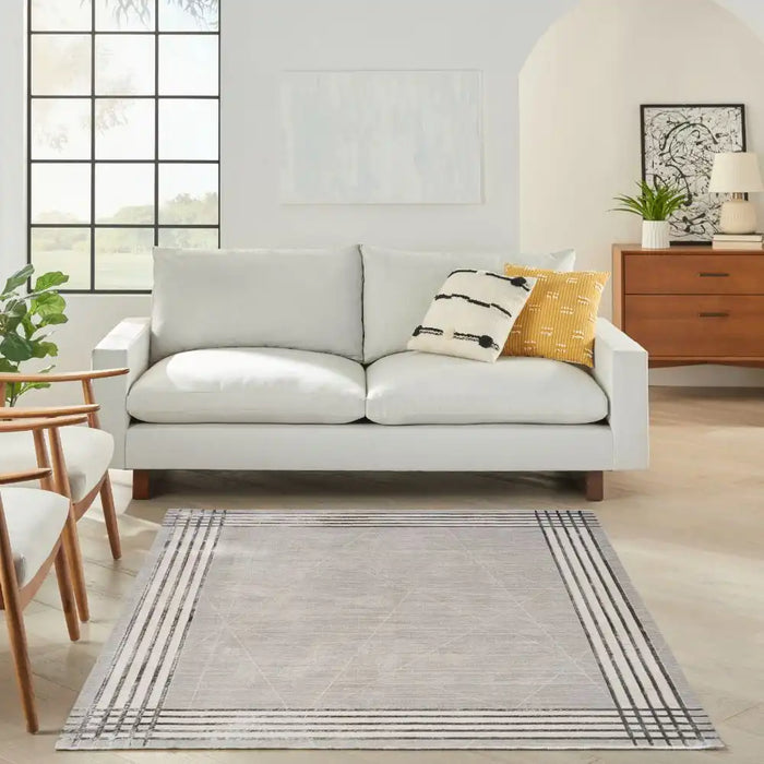 Nourison desire nourison dsr01 grey silver Grey Living Room Geometric Rug.