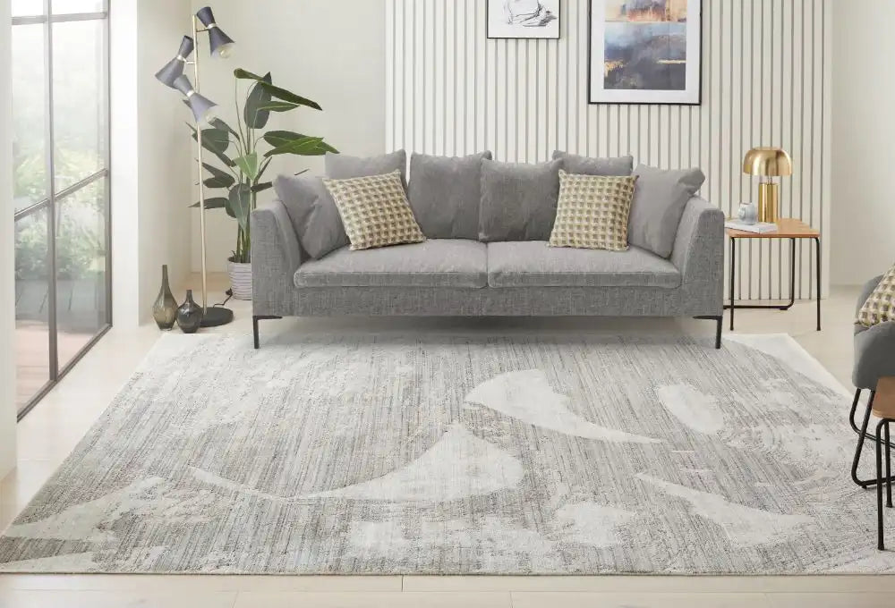 Nourison dune du 155 white light blue Ivory Living Room Rug.