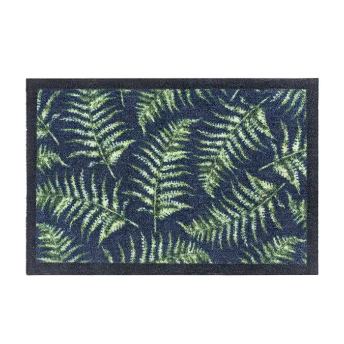 My Mats nylon indoor fern leaves Blue, Green, Multicoloured Kitchen Washable Rug.